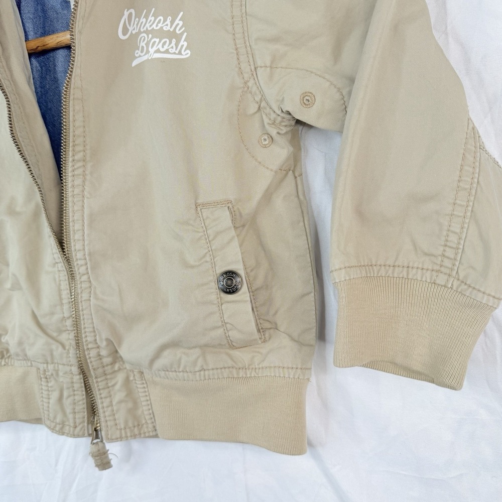 VTG OSHKOSH BGOSH Kids Bomber Jacket Khaki 100% COTTON Lining 100% NYLON SZ-3T - Picture 3 of 16